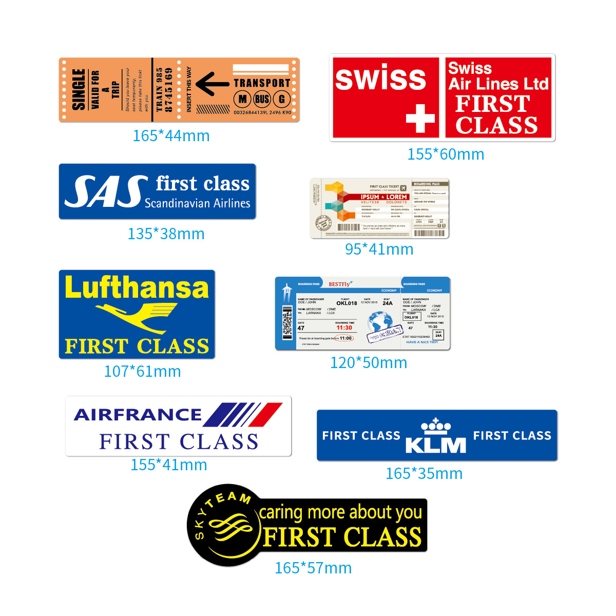 Airline Boarding Pass Ticket Box Sticker