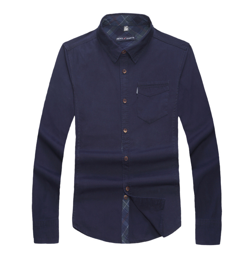 Solid Color Men's Military Shirt Korean Style Slim Fit