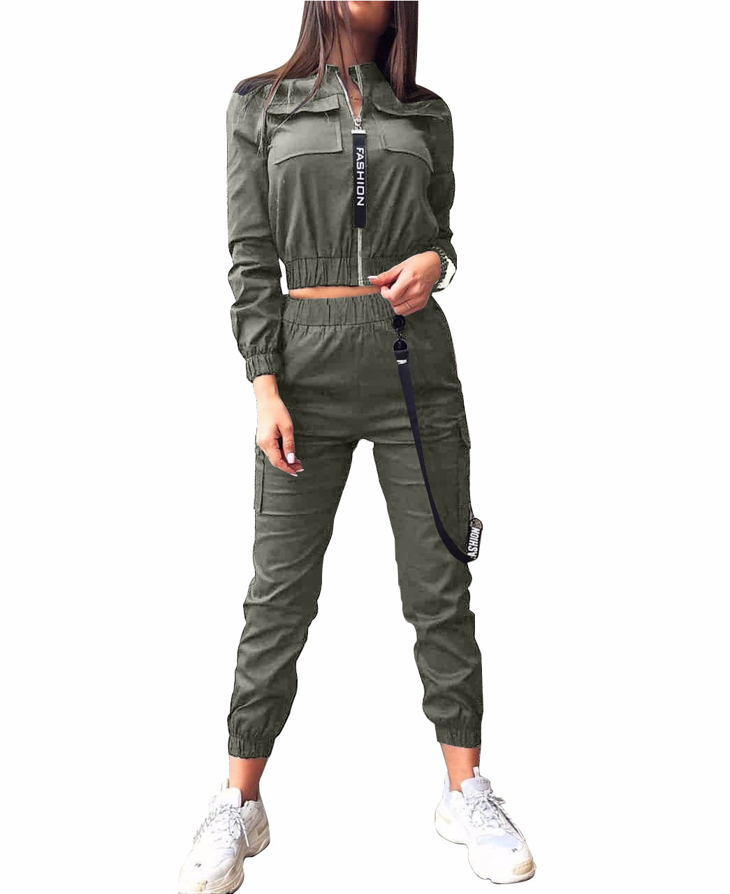 European And American Women's Stand-alone Stand Cardigan Casual Overalls