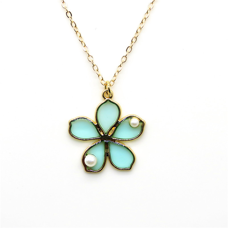 Creative Transparent Paint Flower Pearl Clavicle Necklace With Accessories