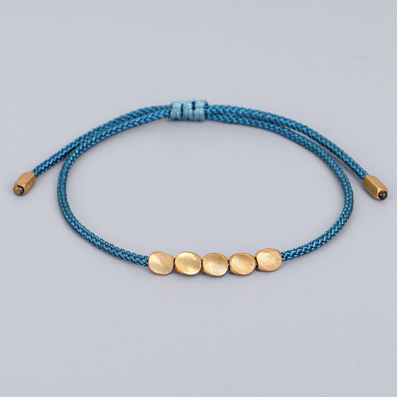 New Jewelry Hand-woven Red Rope Bracelet Creative Irregular Copper Bead Hand Rope Pull Bracelet