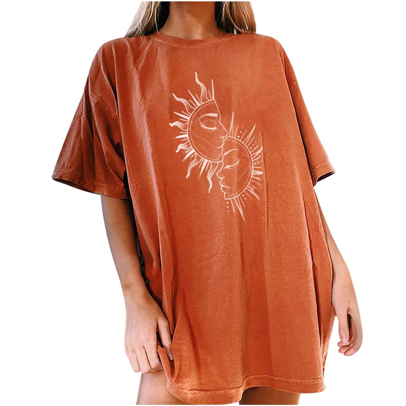 Short-sleeved Cotton Loose-fitting Short-sleeved Round Neck Printed Female T-shirt