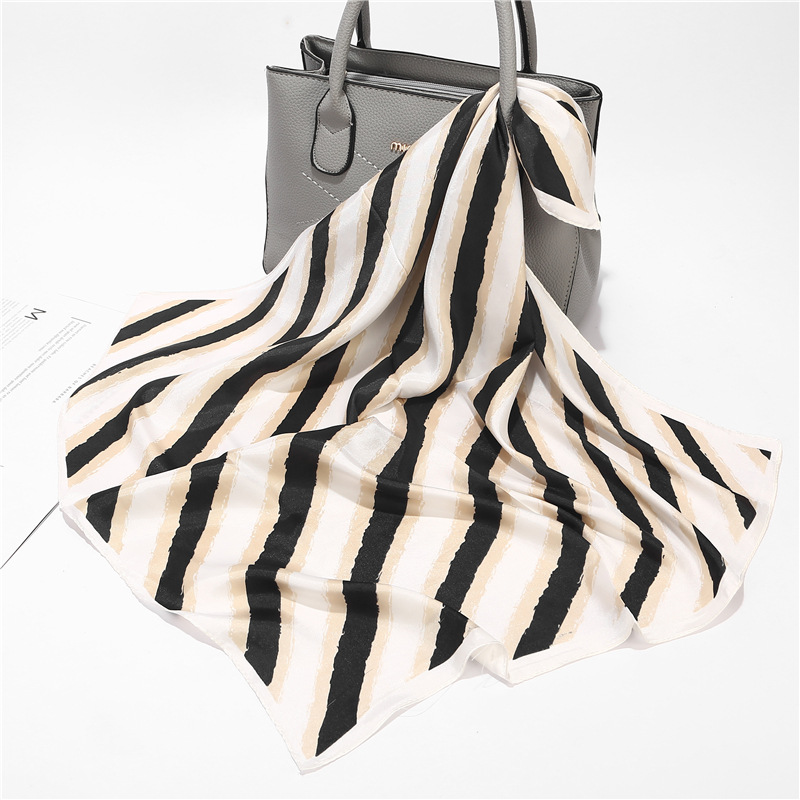 Color blocking Striped Small Square Scarf