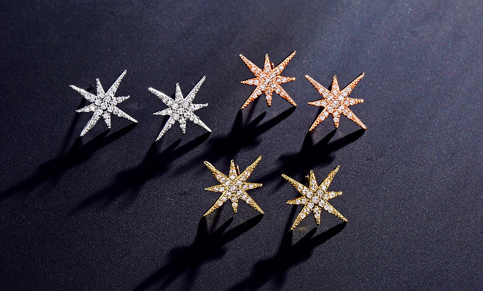 New Style Eight-Pointed Star Zircon Earrings Earrings Earrings Without Removing Earrings For Sleeping