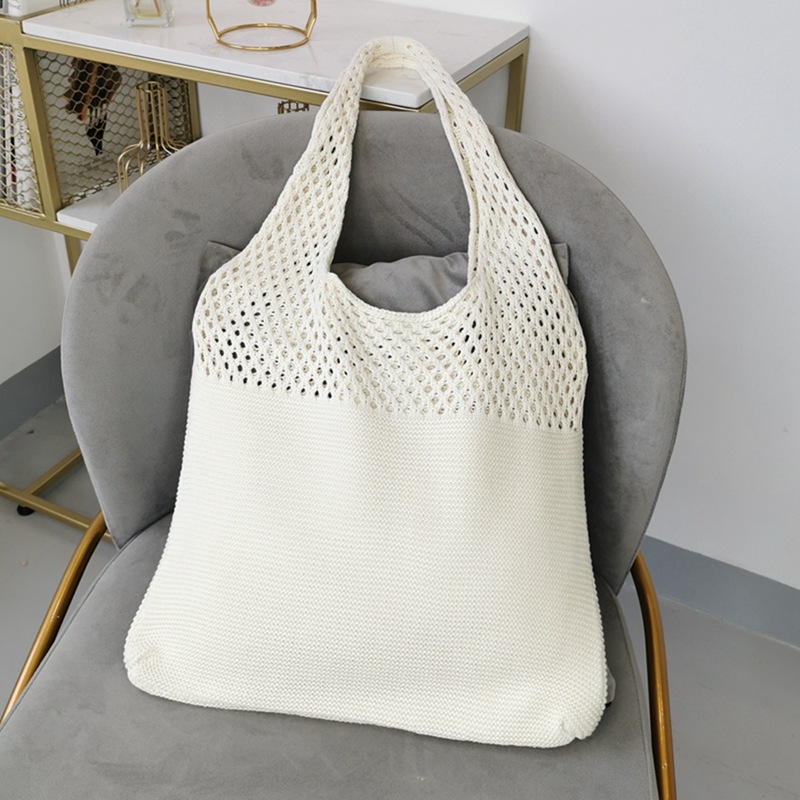 Knitted Woolen Yarn Bag All Match Big Bag White - Shop at LoveMi