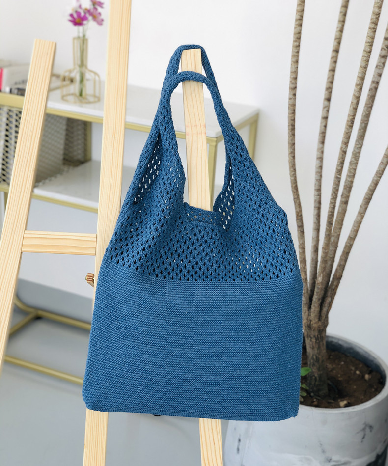 Knitted Woolen Yarn Bag All Match Big Bag Blue - Shop at LoveMi