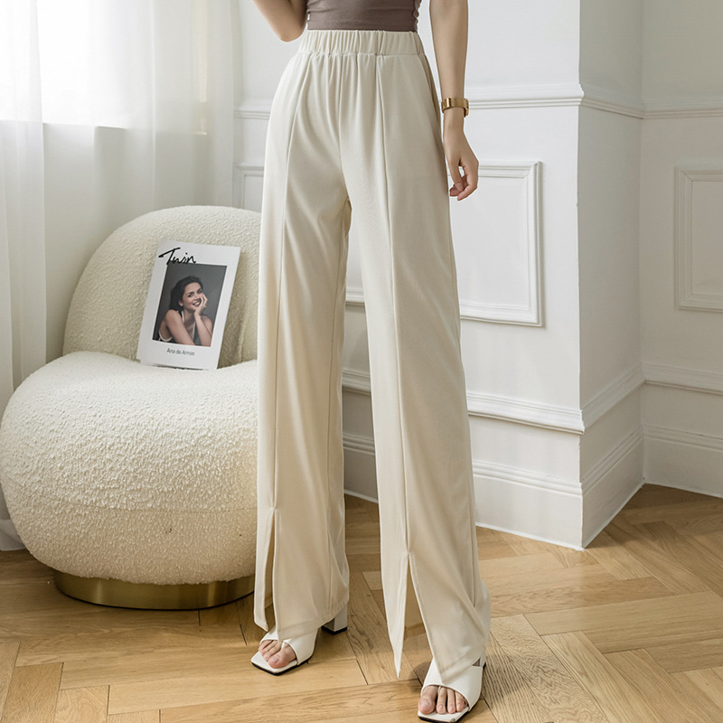 Title 2, Ice Silk Thin Loose High Waist Slit Mopping Pants