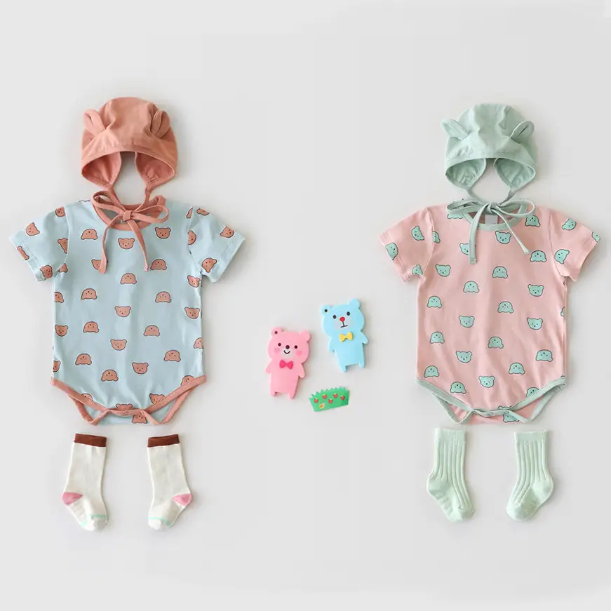 Short-Sleeved Romper Romper Bag Fart Clothes With Hood