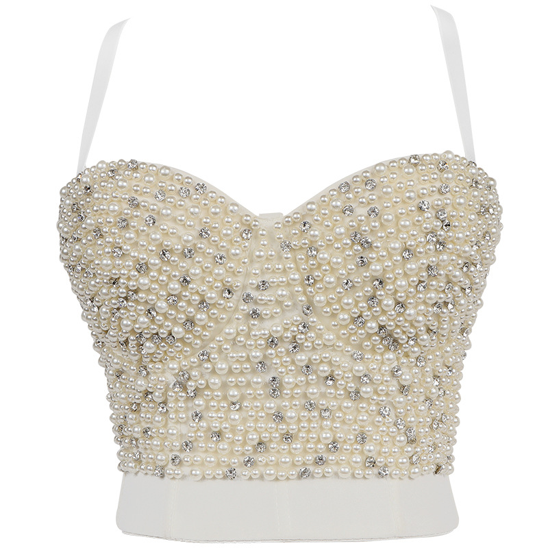 Ladies Underwear Bubble Beads And Diamond Tube Top Beaded Vest Bra