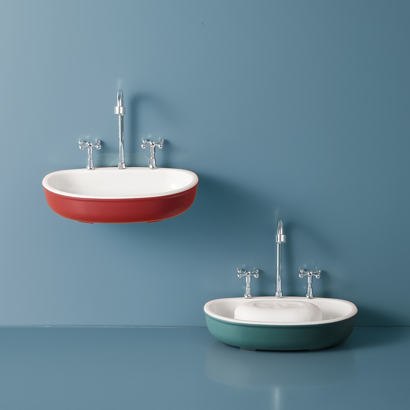 Creative Faucet Sink Soap Box Bathroom Non-Perforated Viscose Drain Double-Layer Soap Box