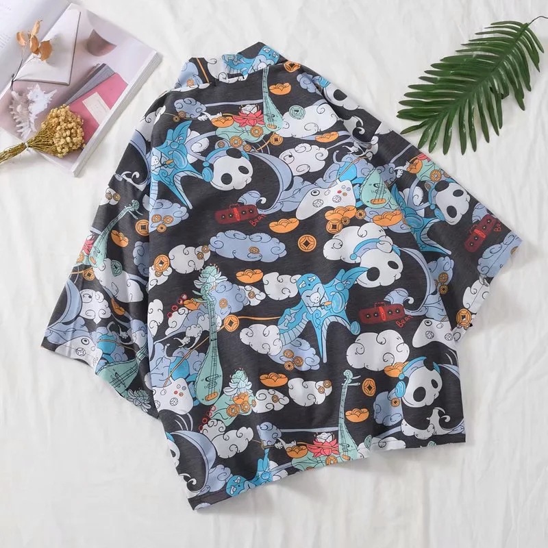 Dao Robe Shirt Men's Trendy Brand Cardigan Hanfu Loose Top Three-quarter Sleeves