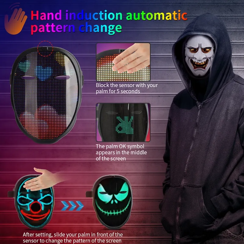 LED Mask Face-changing Glowing APP Control DIY
