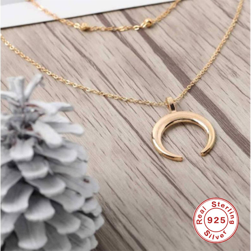 Creative Retro Simple Crescent Double Chain