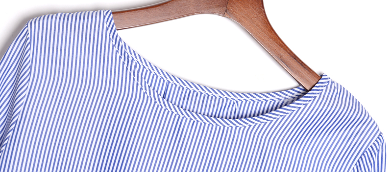 Long Sleeve Round Neck Vertical Striped Shirt Top