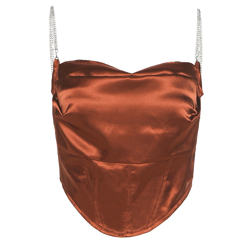 Solid Color Pleated Diamond Slim Camisole