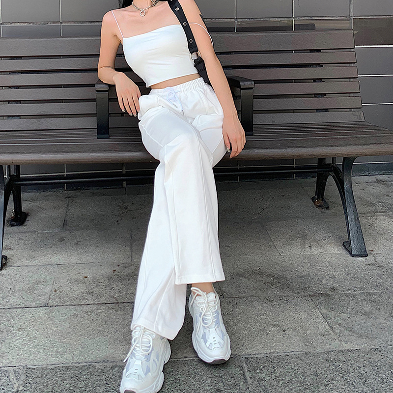 European And American Summer Casual Straight-leg Lace-up Trousers