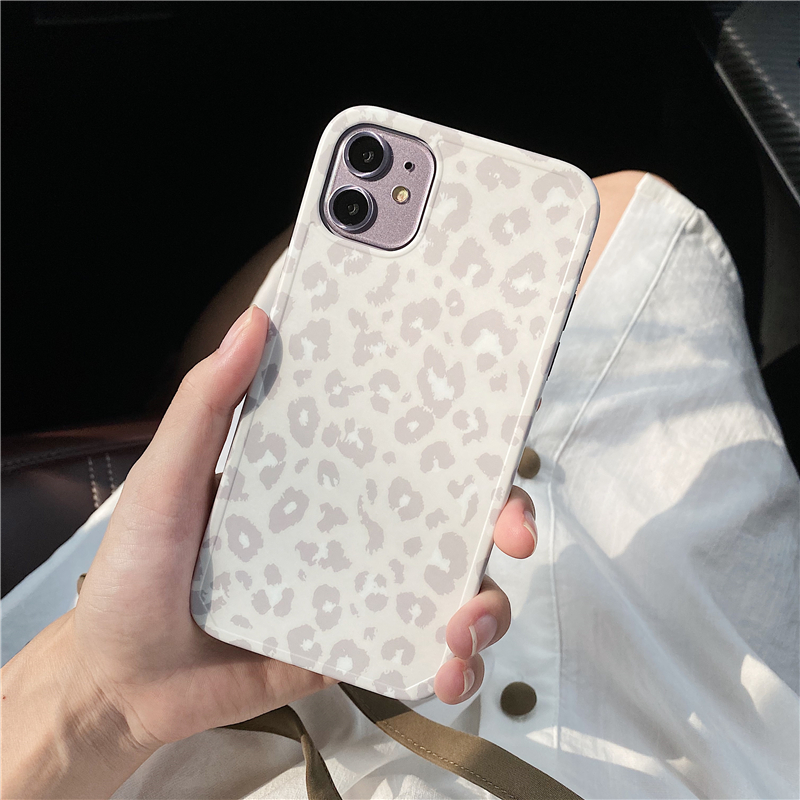 Compatible with Apple , Cold Wind Grey Leopard Print Female Silicone Tide Camera Protective Cover