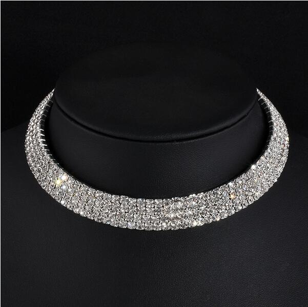 Fashion Hot Sale Silver Claw Chain Crystal Inlaid Bridal Collar Necklace Wedding Dress Accessories Necklace