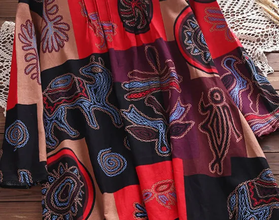New Ladies Printed Loose Big Flared Pants Casual Plus Size Trousers Red - Shop at LoveMi