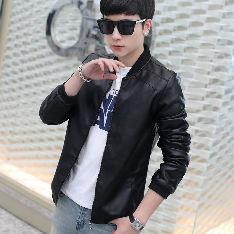 New Men's Jacket Leisure Fashion Youth Slim PU Leather Men's Coat Men's Coat