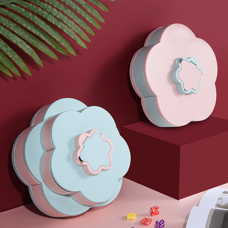 Double-layer Pattern Rotating Candy Box Compartment Storage Box Dried Fruit Box
