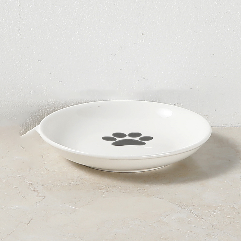 White paw print plate