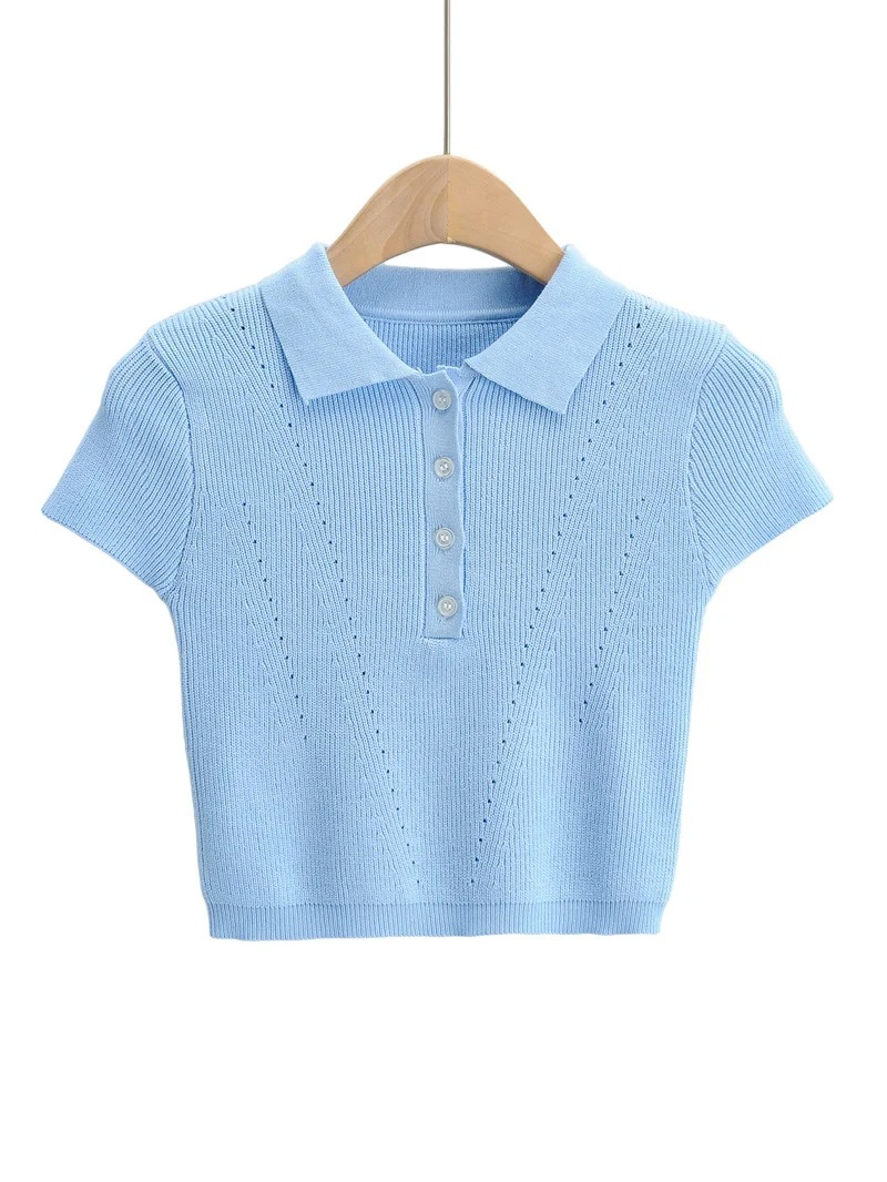 Navel Knit Short-sleeved T-shirt Spring And Summer New Casual Slim-fit Short Top