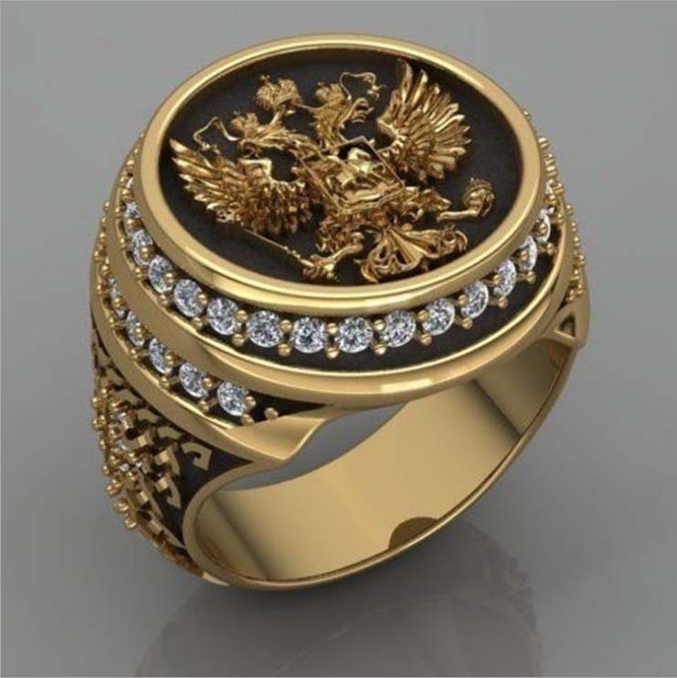 Hecheng Wish Hot Sale European And American Creative Vintage Angel Eagle Gold-Plated Men's Ring