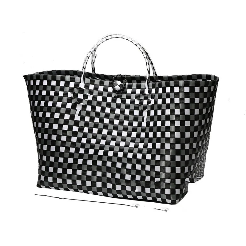 Rattan like Large Shopping Basket Bag - Tan