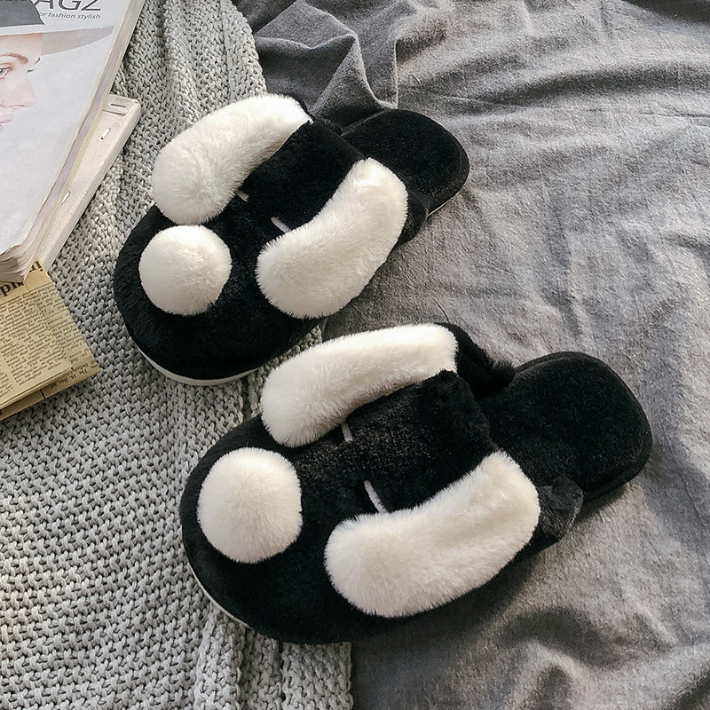 Cotton Slippers Female Indoor Couple Household Cute Cartoon Home Slippers Female Winter Fur Slippers Winter Ins Male