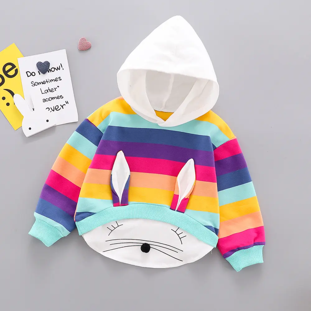 Baby Girl Long-Sleeved T-Shirt Children's Clothing Long-Distance Ear Hooded
