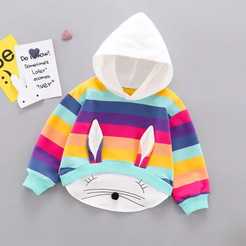 Baby Girl Long-Sleeved T-Shirt Children's Clothing Long-Distance Ear Hooded