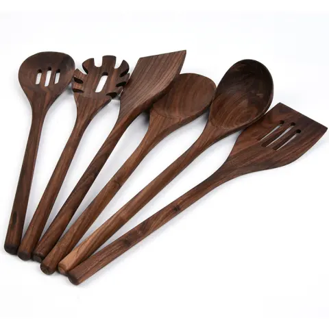 New 6-Piece Black Walnut Kitchen Utensils Household Solid Wood