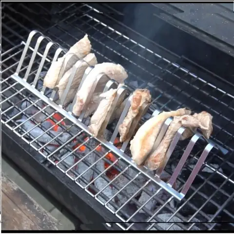 Stainless Steel Barbecue Grill Holder Smoking Rib Racks Grilling