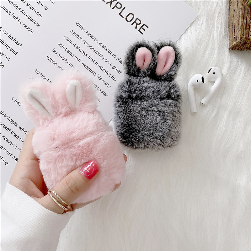 Compatible with Apple, Cute Pink Rabbit Airpods Protective Cover Plush Soft Silicone Airpods Pro Apple Wireless Bluetooth Headset Cover Airpods2 Protective Cover Ipods Shell Cover 3 Generation 23 Tide Brand Ins