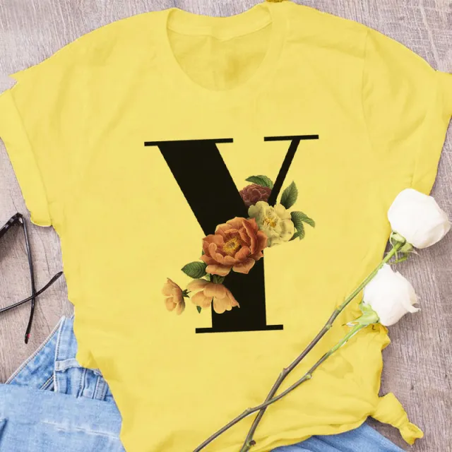 European and American Explosive 26 Letter Printing Simple Short Sleeve T shirt Y M - Shop at LoveMi