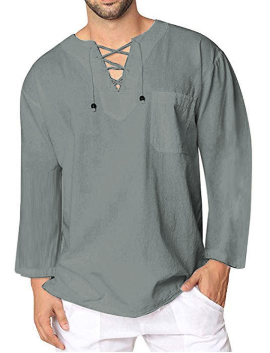 Eyelet Lace Cotton And Linen Men's Shirt