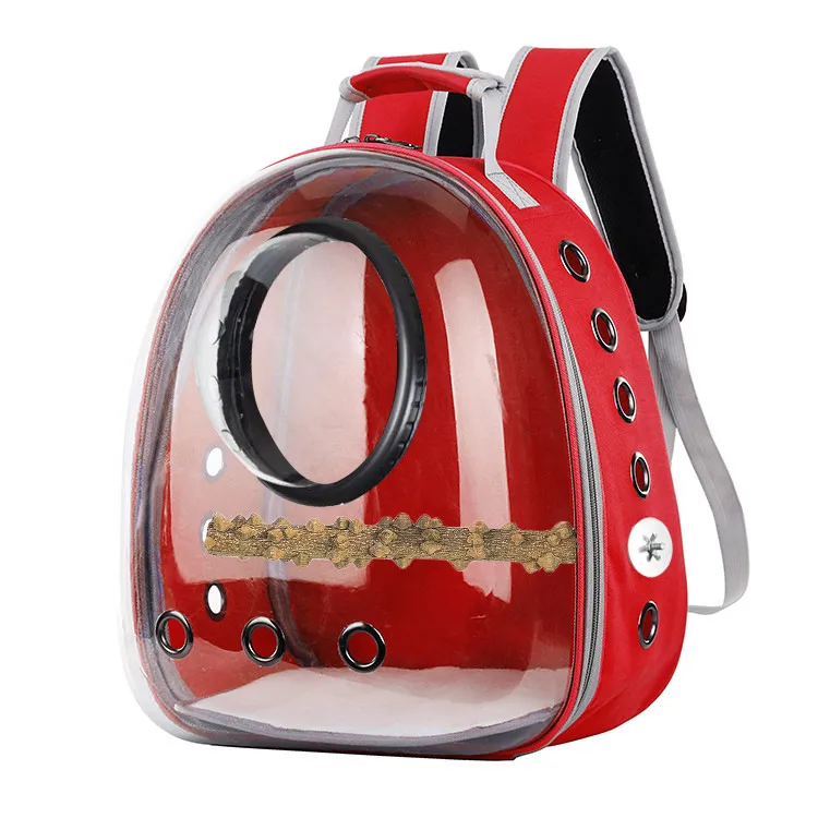 New Style Breathable Pet Bag Outdoor Carrying Bag Parrot Backpack Small Pet Space Bag - Red