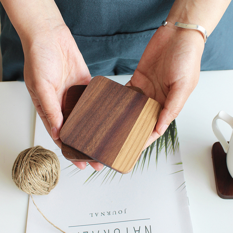 Title 2, Japanese Style Black Walnut Coaster Spot Square...