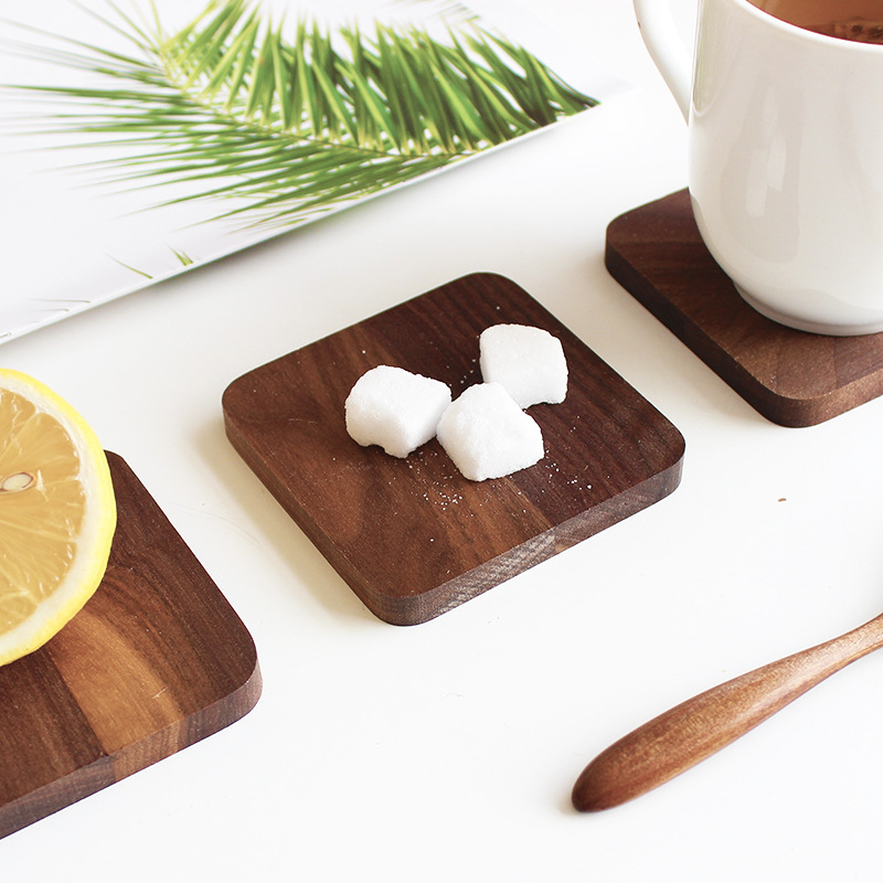 Title 3, Japanese Style Black Walnut Coaster Spot Square...