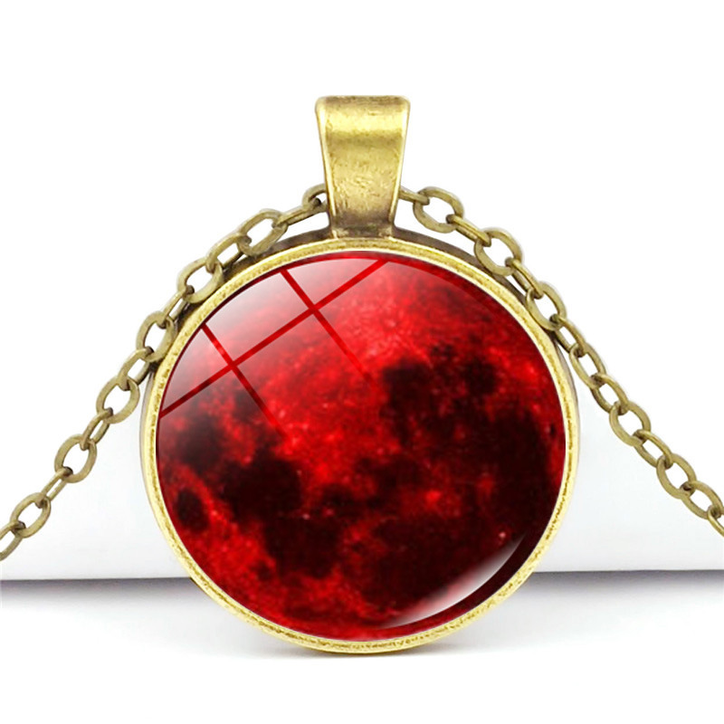 New Products Accessories Blood Moon Gothic Time Gem Necklace European and American Metal Sweater Chain Pendant