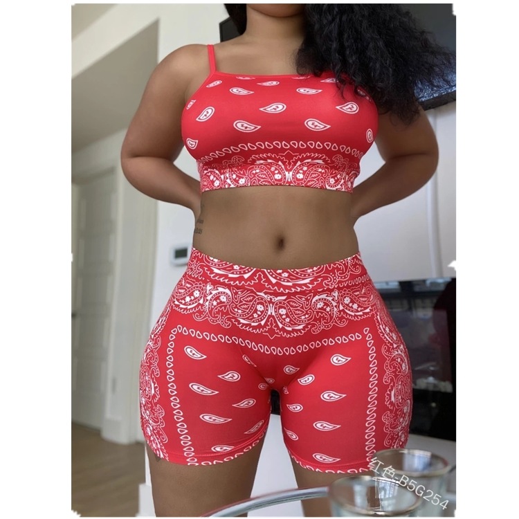 Split Swimsuit Milk Silk Camisole Print Shorts