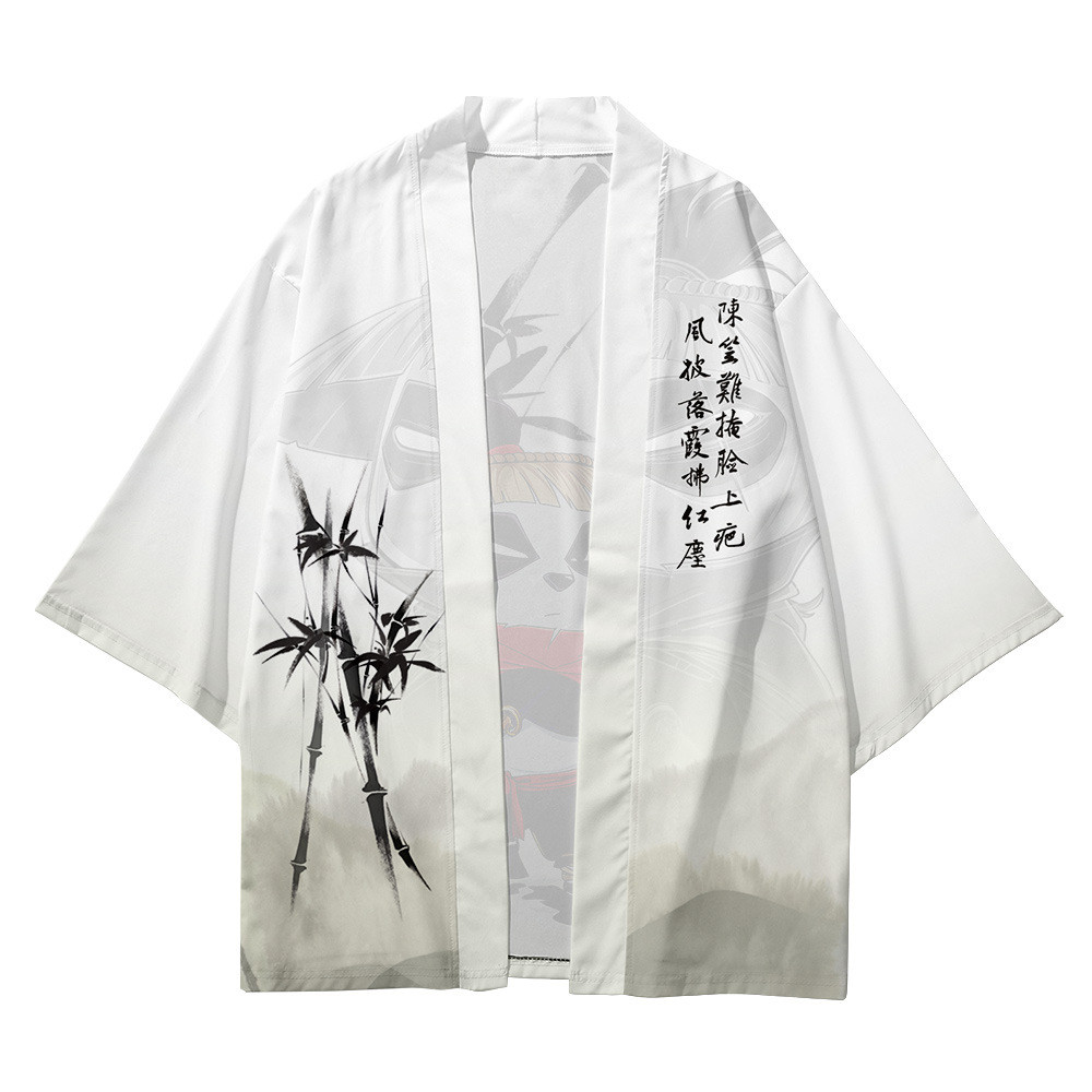 Sunscreen Clothing Kimono National Style Men's Three-quarter Sleeve Cardigan Shirt Panda Haori