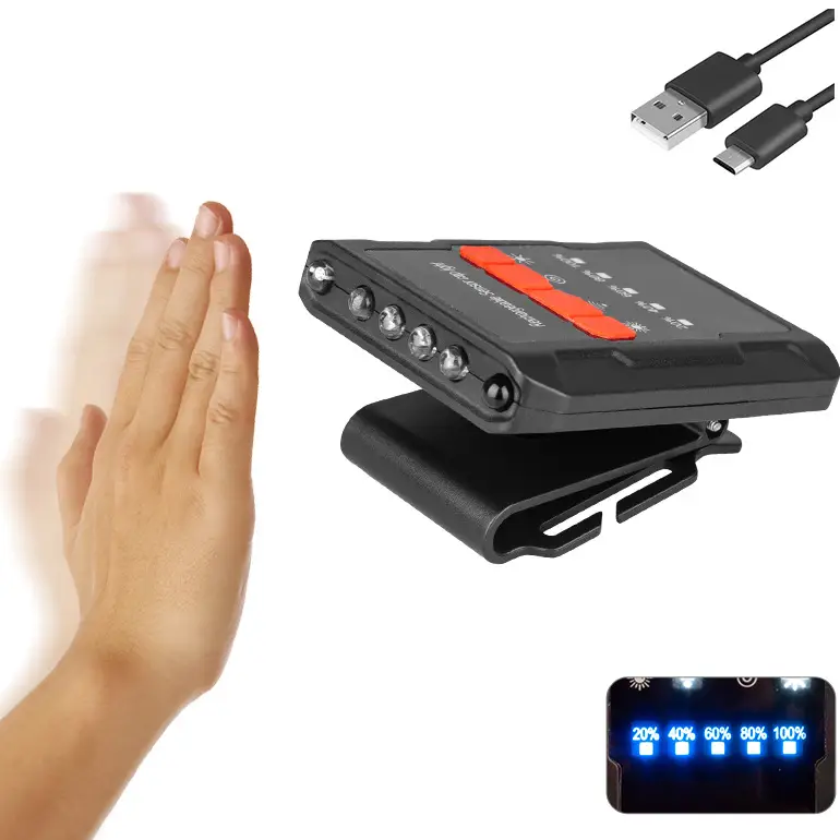 USB Charging Sensor Light Infrared Sensor Headlight Emergency Cap Clip Light Night Fishing Bait Light Mini Headlight LED Cap Light