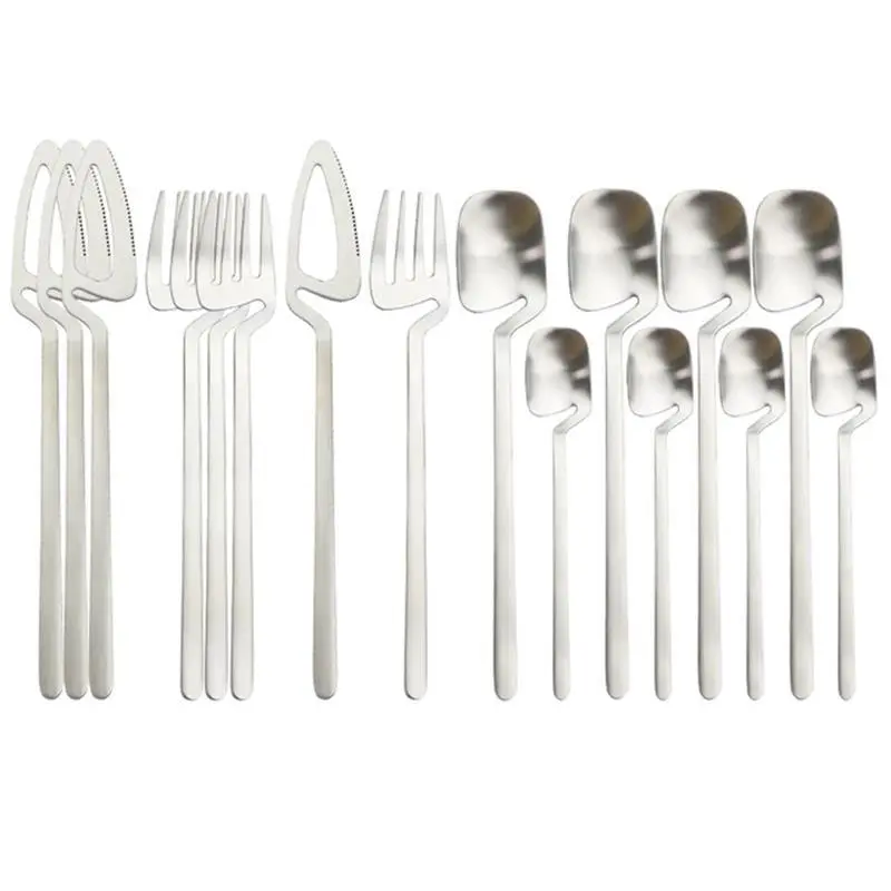 Rainbow Dinnerware Set Spoon Fork Knife Table Decor Cutlery Sets Kitchen Matte Gold tableware Set Desserts Soup Coffee Use – image 7