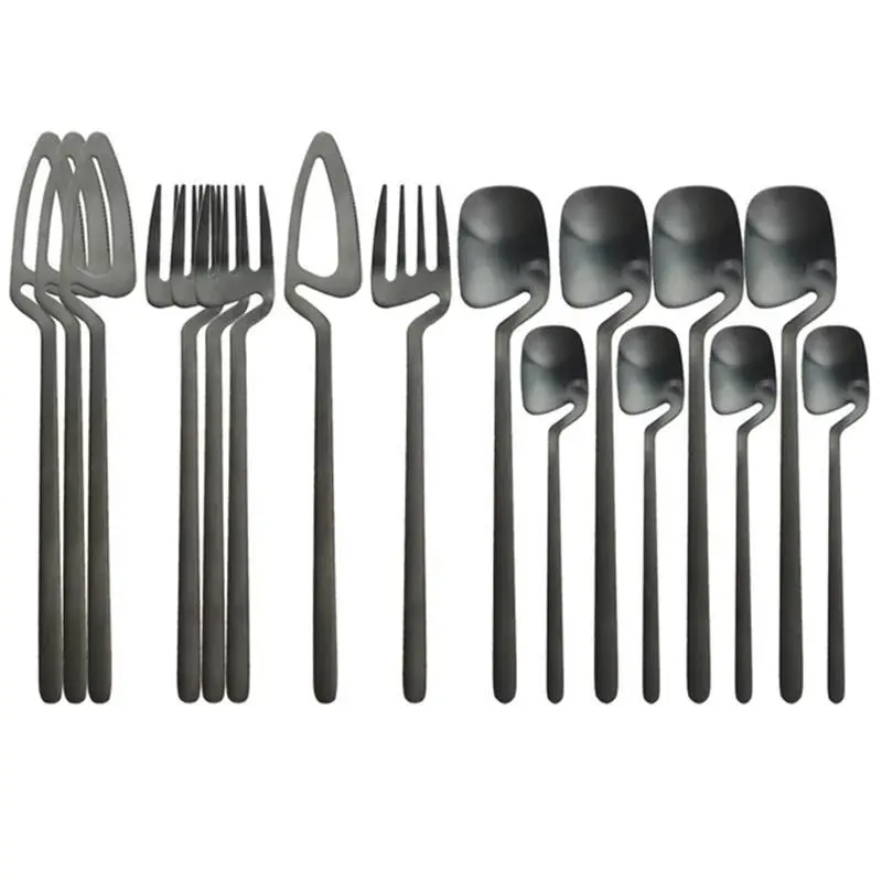 Rainbow Dinnerware Set Spoon Fork Knife Table Decor Cutlery Sets Kitchen Matte Gold tableware Set Desserts Soup Coffee Use – image 5