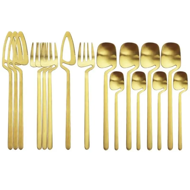 Rainbow Dinnerware Set Spoon Fork Knife Table Decor Cutlery Sets Kitchen Matte Gold tableware Set Desserts Soup Coffee Use – image 9