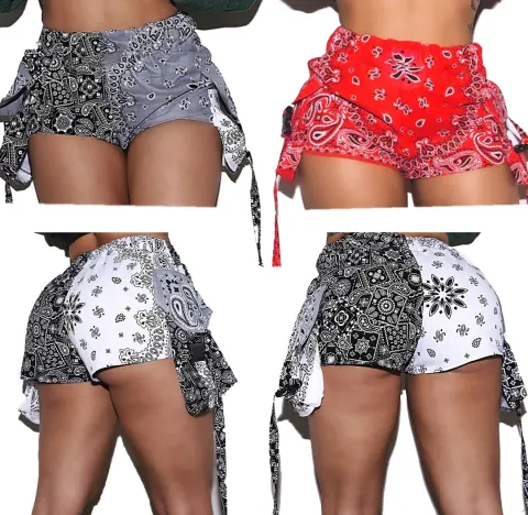 Stretch High Waisted Bandana Shorts Women Harajuku Summer Bottoms