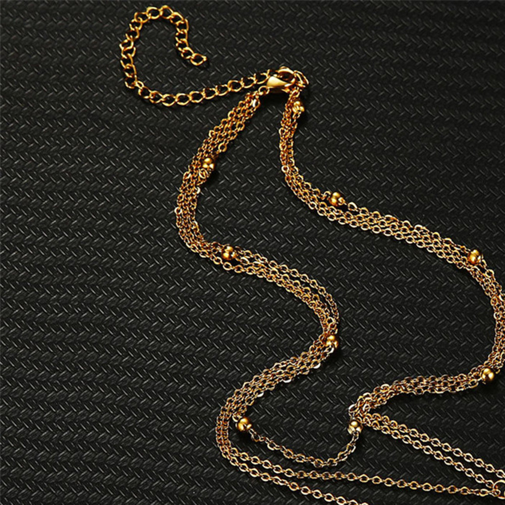 European And American Fashion Stainless Steel Combination Necklace Feminine All Match Fine Necklace Bead Chain