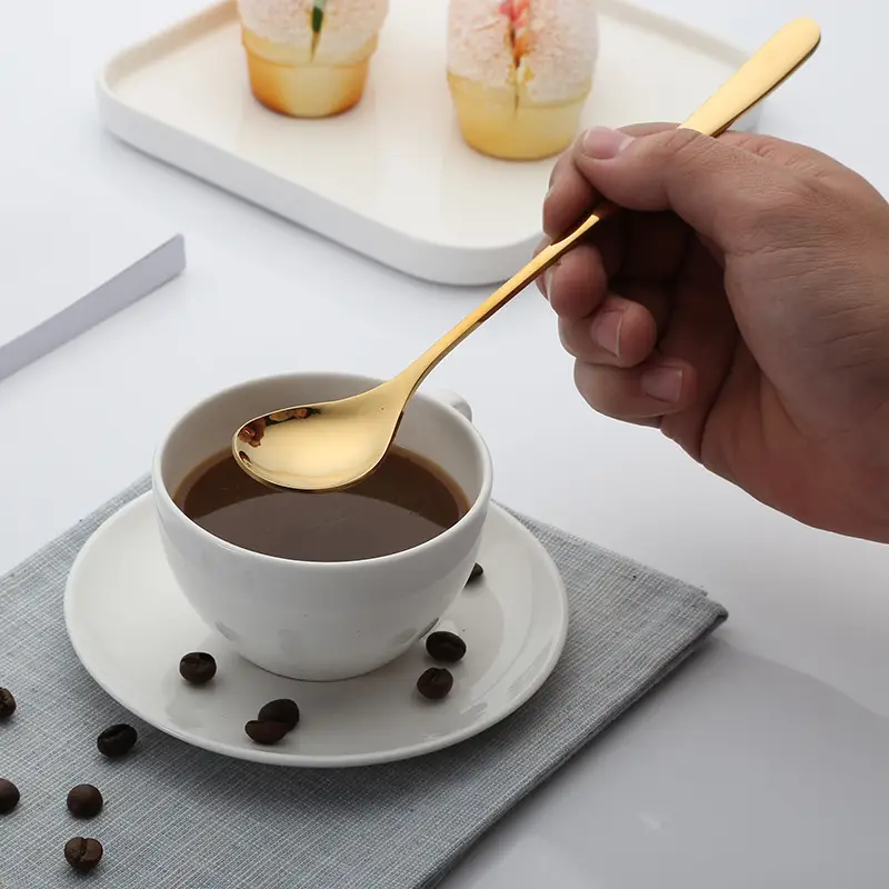 Stainless Steel Surface Bright Long Handle Mixing Spoon